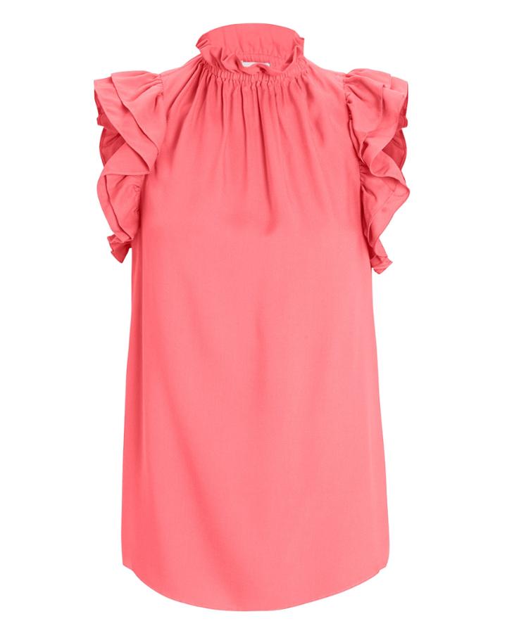 Hofmann Copenhagen Essie Ruffle Sleeve Top Coral 36