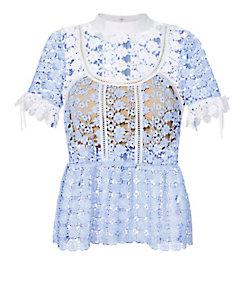 Self-portrait Petal Paneled Lace Top