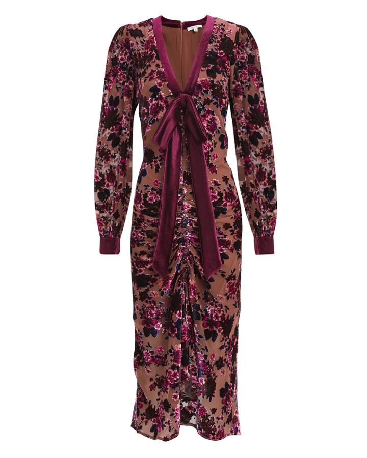 Torn Ronny Kobo Nicolette Midi Dress Maroon/floral S
