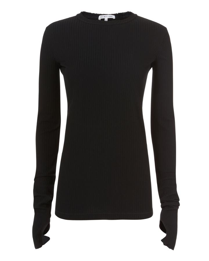 Helmut Lang Thumbhole Rib Black Top Black L