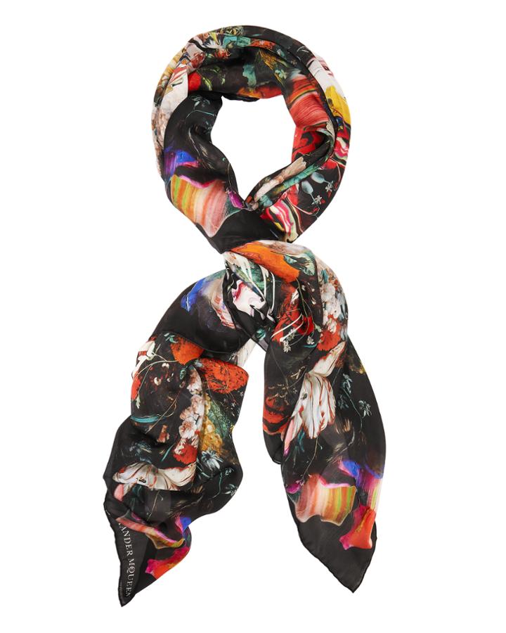 Alexander Mcqueen Dripping Flower Scarf Multi 1size