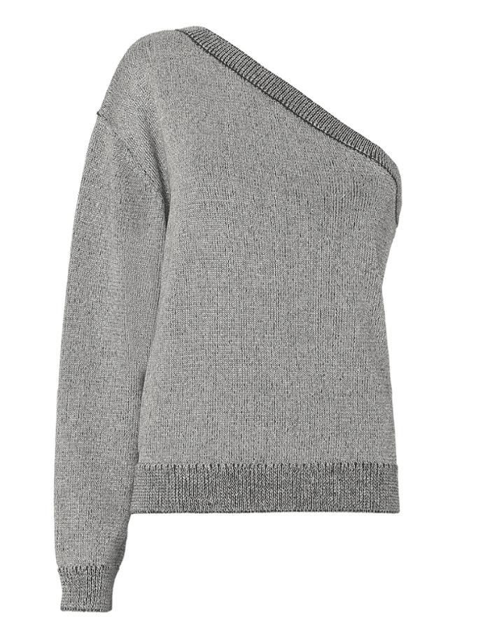 Rta Goldie One Shoulder Sweater Gunmetal L
