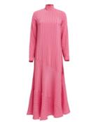 Ganni Lynch Seersucker Maxi Dress Pink 34