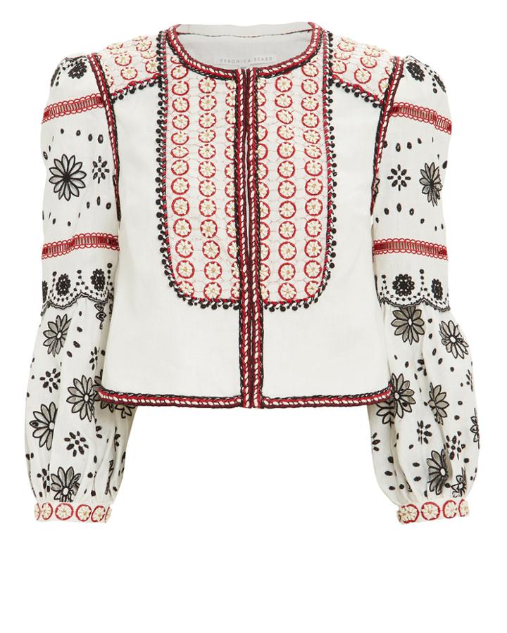Veronica Beard Shilin Beaded Jacket Ivory/red/black Zero