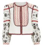 Veronica Beard Shilin Beaded Jacket Ivory/red/black Zero