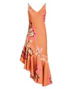 Patbo Carmen Asymmetric Slip Dress Orange/floral 6