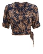 Poupette St Barths Poupette St Barth Heidi Wrap Crop Top Navy/peach Floral P