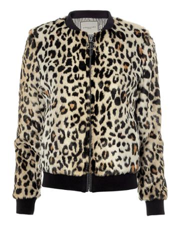 Urban Code Faux Fur Leopard Bomber Leopard 12