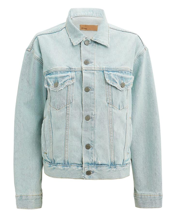 Grlfrnd Kim Distressed Denim Jacket Light Blue Denim P
