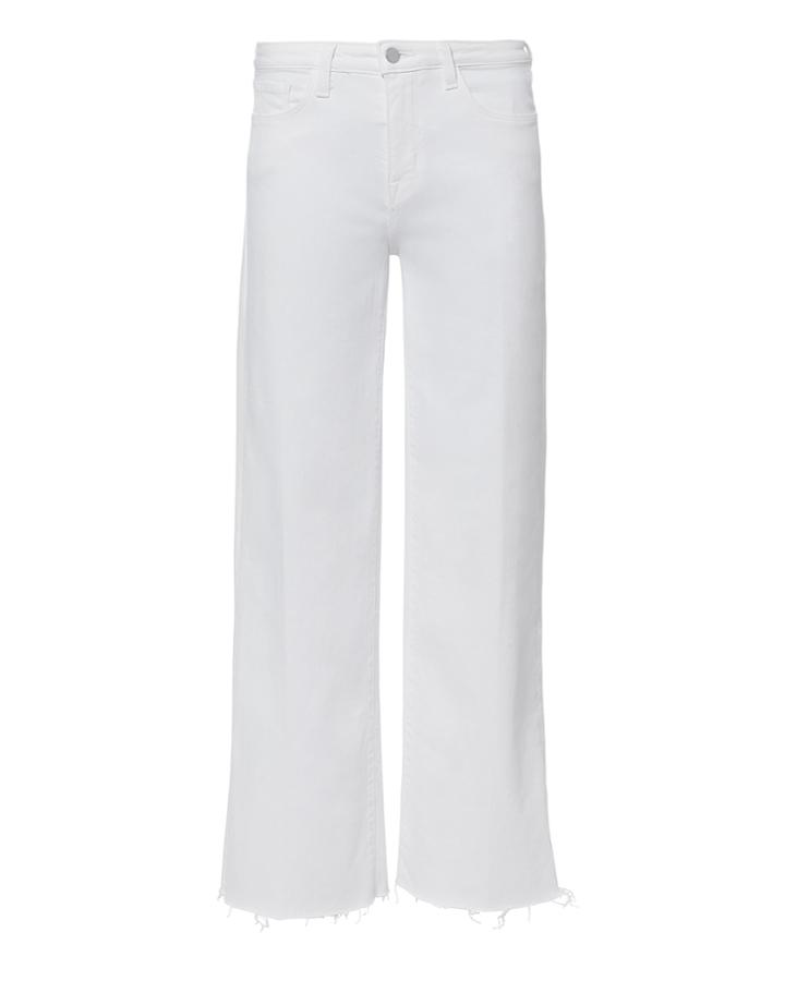L'agence Danica Wide Leg Cropped Jeans White 25