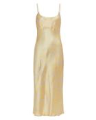 Ganni Heavy Satin Yellow Cocktail Dress Champagne/yellow Floral 38