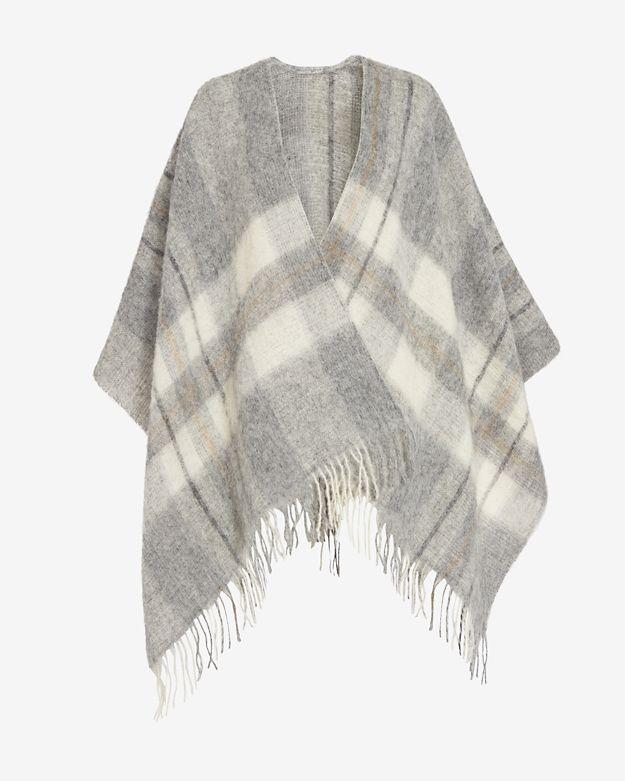 Holzweiler Fresia Check Poncho: Grey