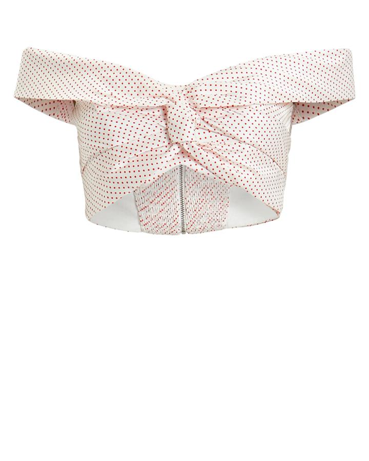 Alexis Aldwin Off The Shoulder Crop Top White/red/polka Dots P