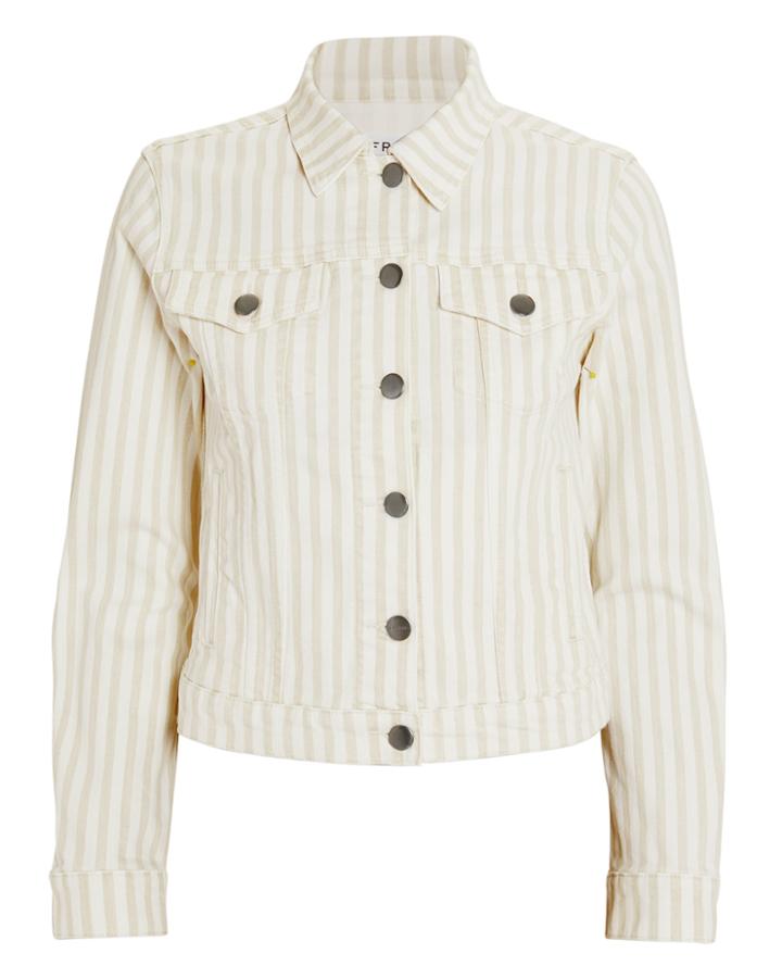 Frame Le Vintage Courtyard Striped Denim Jacket White/beige M