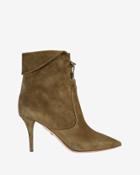 Aquazzura Tribeca Foldover Suede Kitten Heel Bootie