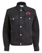 Calvin Klein Jeans Graphic Denim Trucker Jacket Black/red M