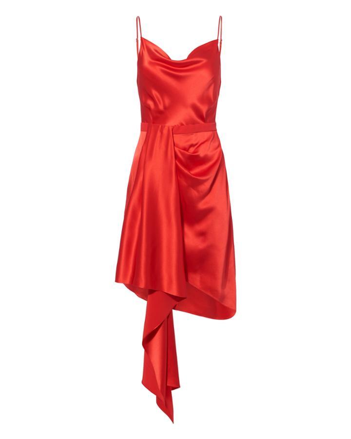 Fleur Du Mal Cascade Red Satin Dress Red 8