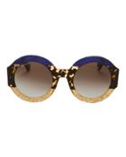 Gucci Oversized Colorblock Glitter Round Sunglasses Cbk-multi 1size