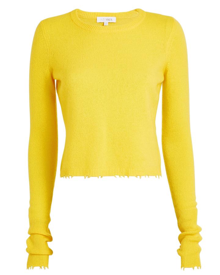Exclusive For Intermix Intermix Valencia Cropped Cashmere Yellow Sweater Yellow P