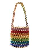Tambonita Gold Chain Rainbow Shimmer Bucket Bag