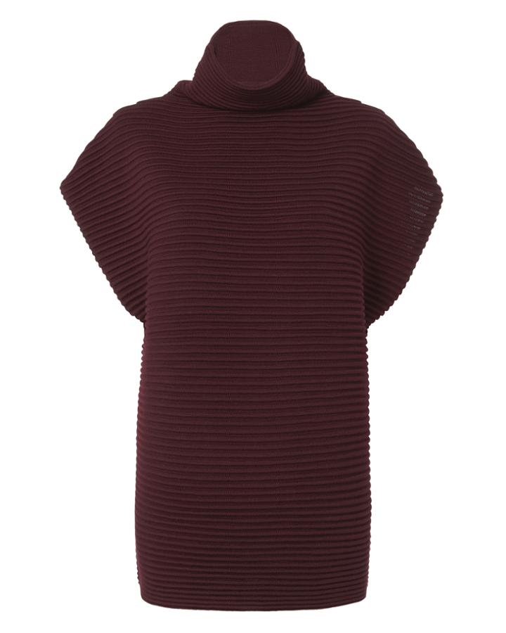 Victoria Victoria Beckham Victoria, Victoria Beckham Funnel Neck Cap Sleeve Sweater Red-drk 2 1