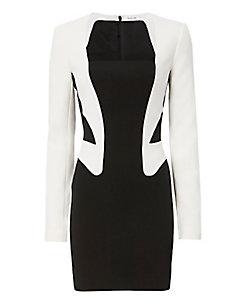 Mugler Bicolor Long Sleeve Dress