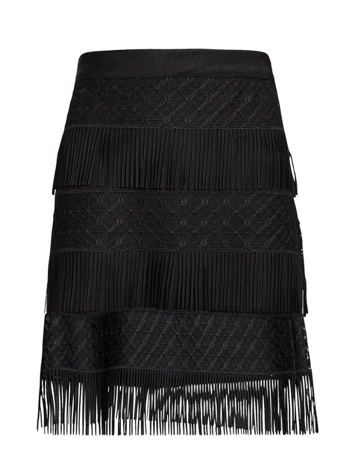 Alberta Ferretti Fringe Mini Skirt Black 42