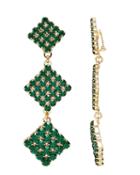Alessandra Rich Long Green Crystal Earrings Green 1size