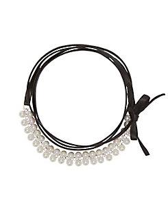 Fallon Monarch Leather/pearl Wrap Choker