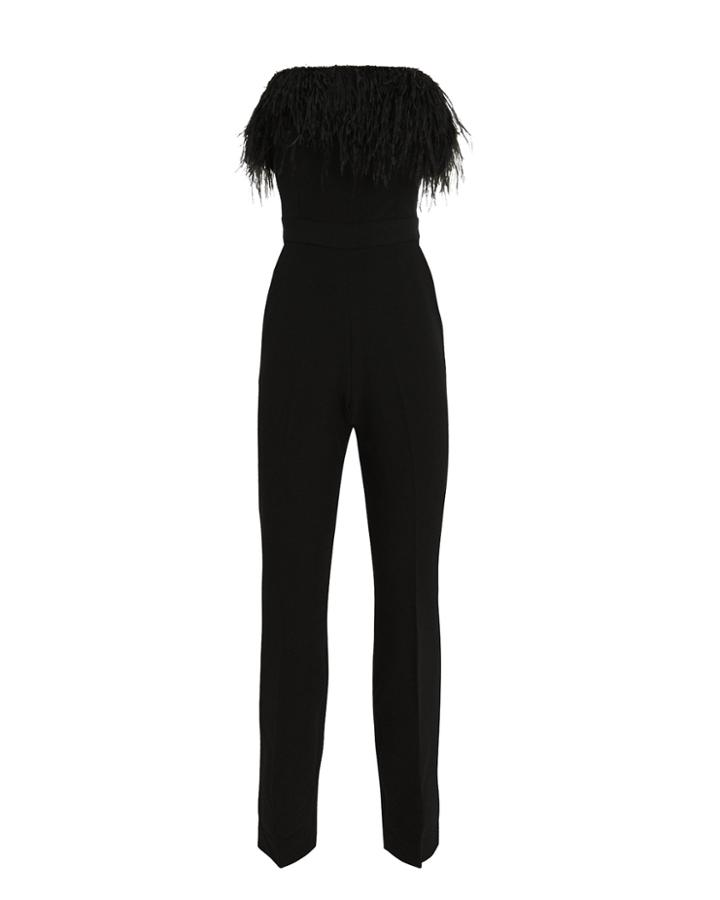 Saylor Janae Feather Jumpsuit Black M