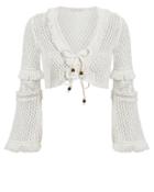 Jonathan Simkhai Crochet Tie Bust Crop Top Ivory M