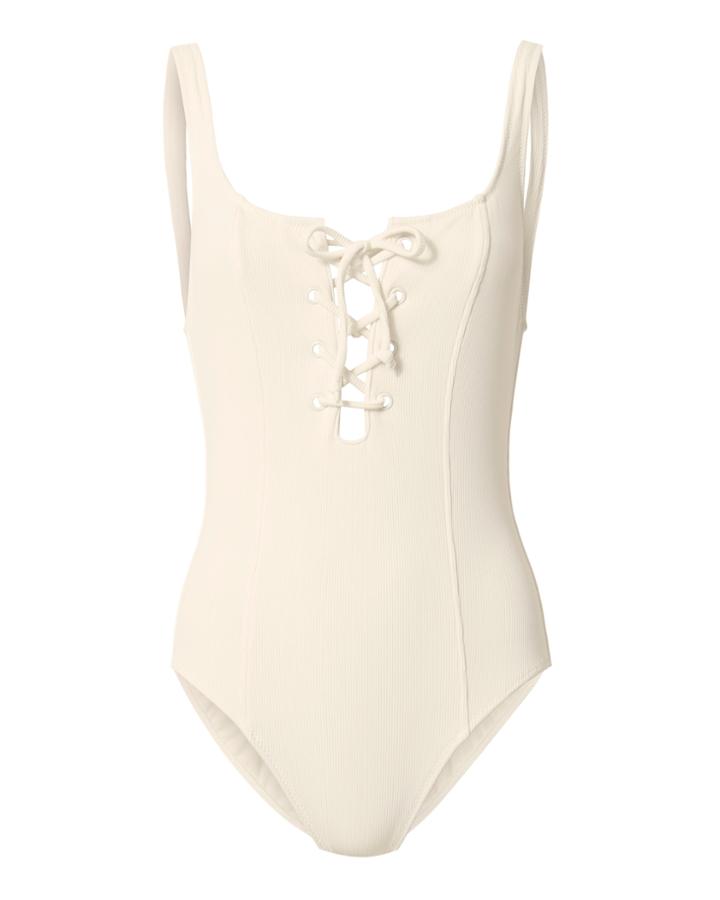 Solid & Striped X Staud Sophia Lace-up One Piece Swimsuit