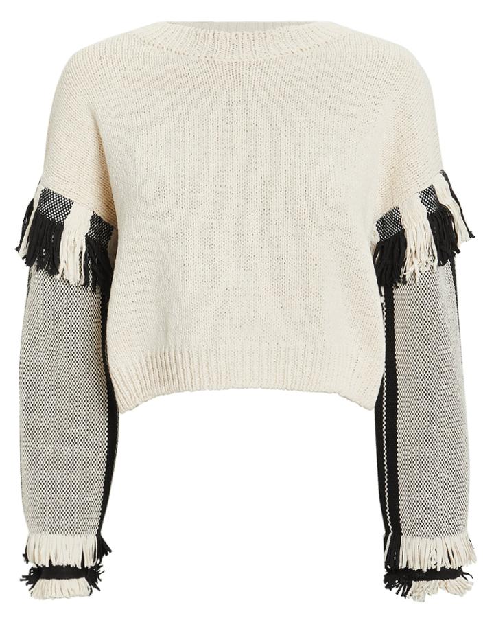 3.1 Phillip Lim Fringe Cropped Sweater Black/white S