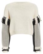 3.1 Phillip Lim Fringe Cropped Sweater Black/white S