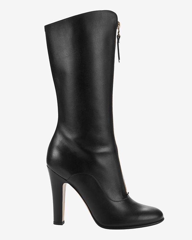 Valentino Zipper Front Calf Boot: Black