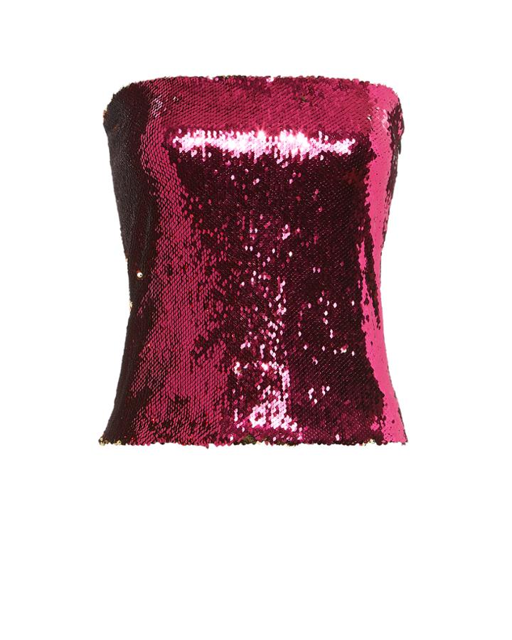 Alexandre Vauthier Pink And Gold Sequin Strapless Top Pink-drk 36