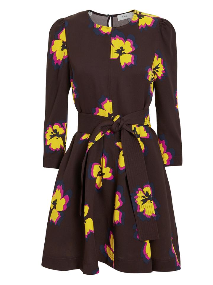 A.l.c. Stella Dress Chocolate/yellow Floral 6