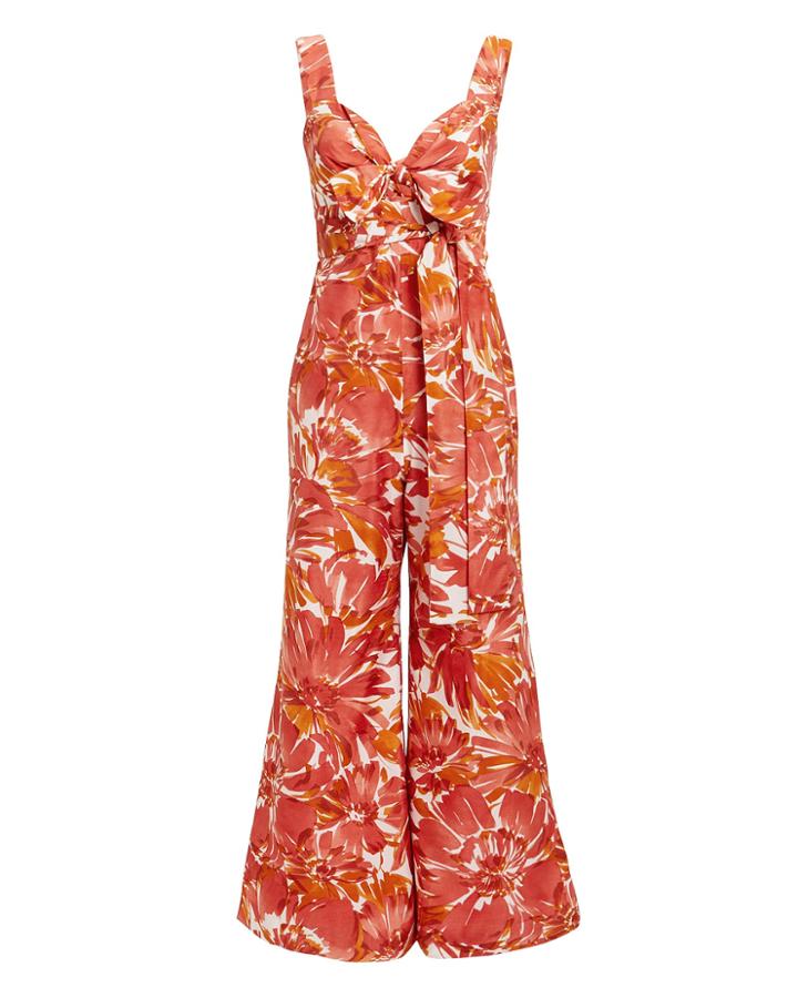 Alexis Bermusa Watercolor Jumpsuit Orange/red/white S