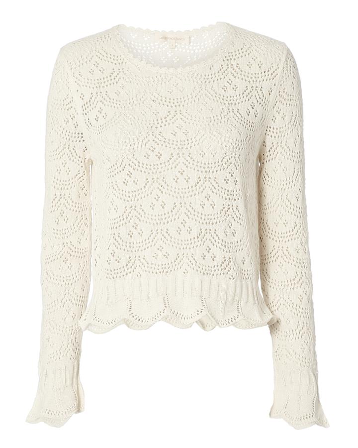 Love Shack Fancy Loveshackfancy Riley Sweater White P