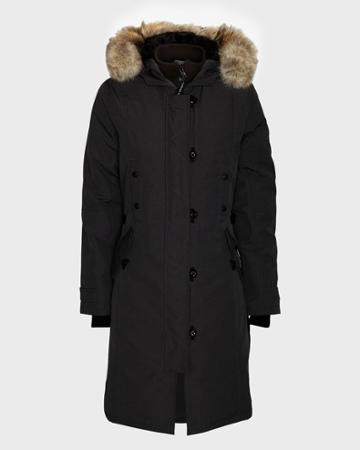 Canada Goose Kensington Fur Trim Long Jacket: Black
