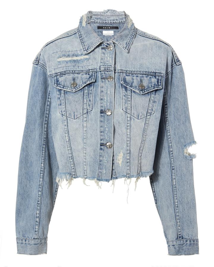 Ksubi Daggerz Cropped Denim Jacket Blue-lt L