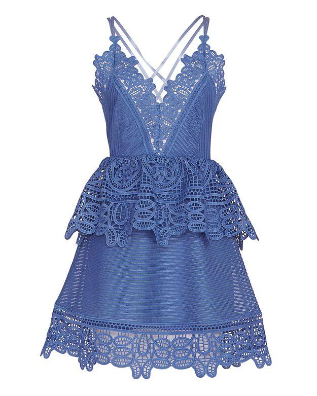 Self Portrait Lace Peplum Mini Dress
