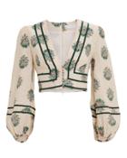 Zimmermann Verity Floral Cropped Blouse Ivory/floral Zero