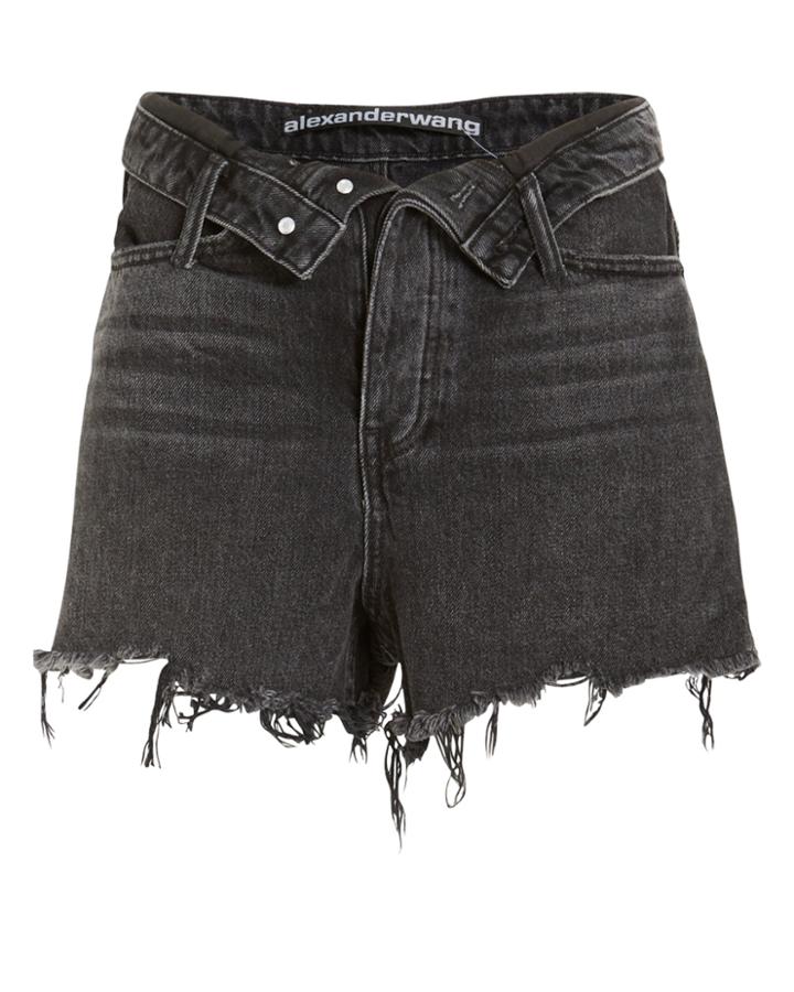 Alexander Wang Bite Flip Denim Shorts Grey 28