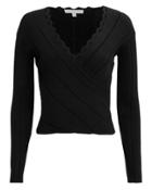 Jonathan Simkhai Scallop Trim Wrap-effect Top Black S