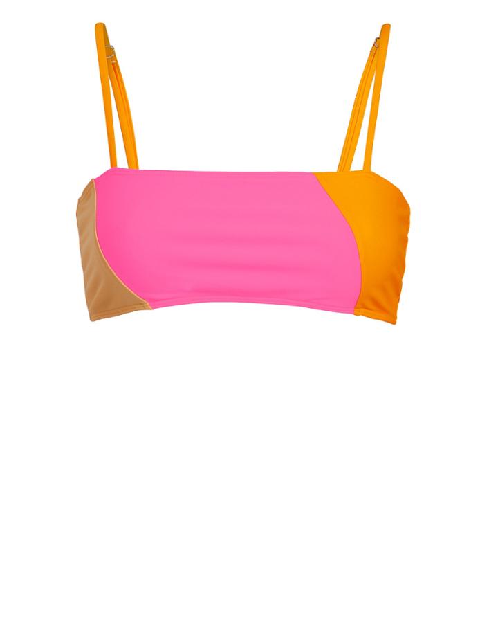 Ellejay Lauren Colorblocked Bikini Top Pink/orange S