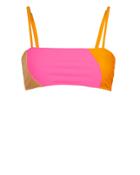 Ellejay Lauren Colorblocked Bikini Top Pink/orange S