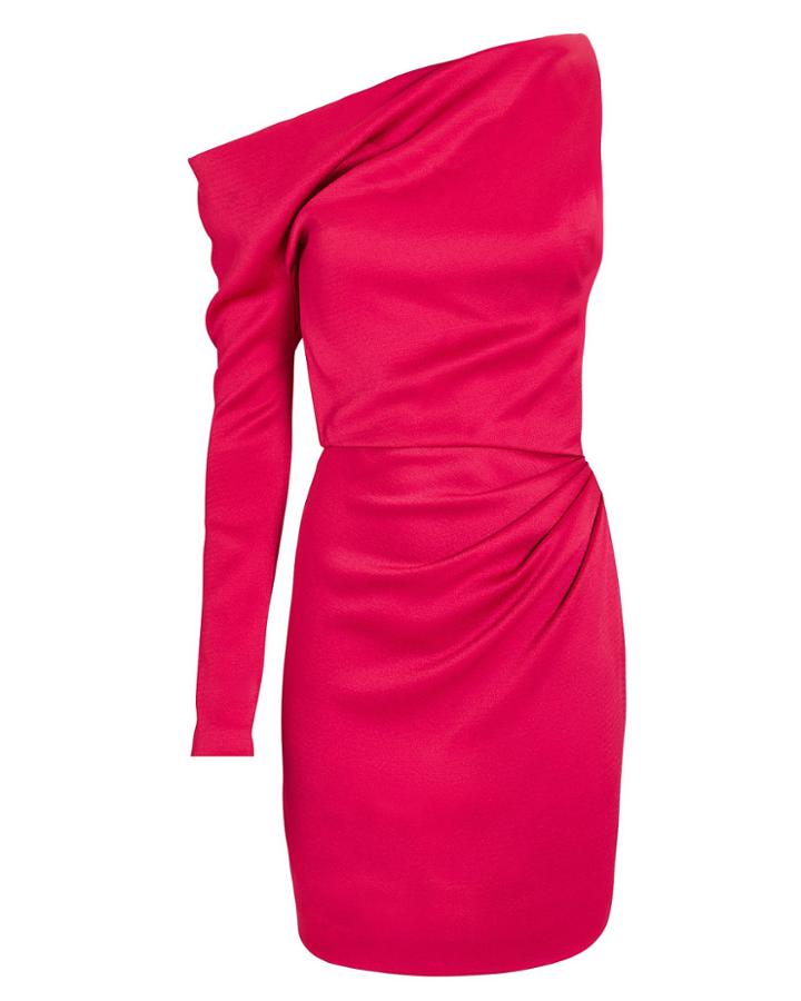 Cushnie Et Ochs Cushnie Satin One-sleeve Mini Dress Raspberry Zero