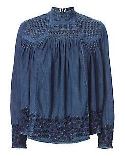 Needle & Thread Needle &amp; Thread Denim Embroidered Top