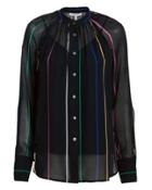 Derek Lam 10 Crosby Striped Gathered Neck Button Down Shirt Navy/stripe 2